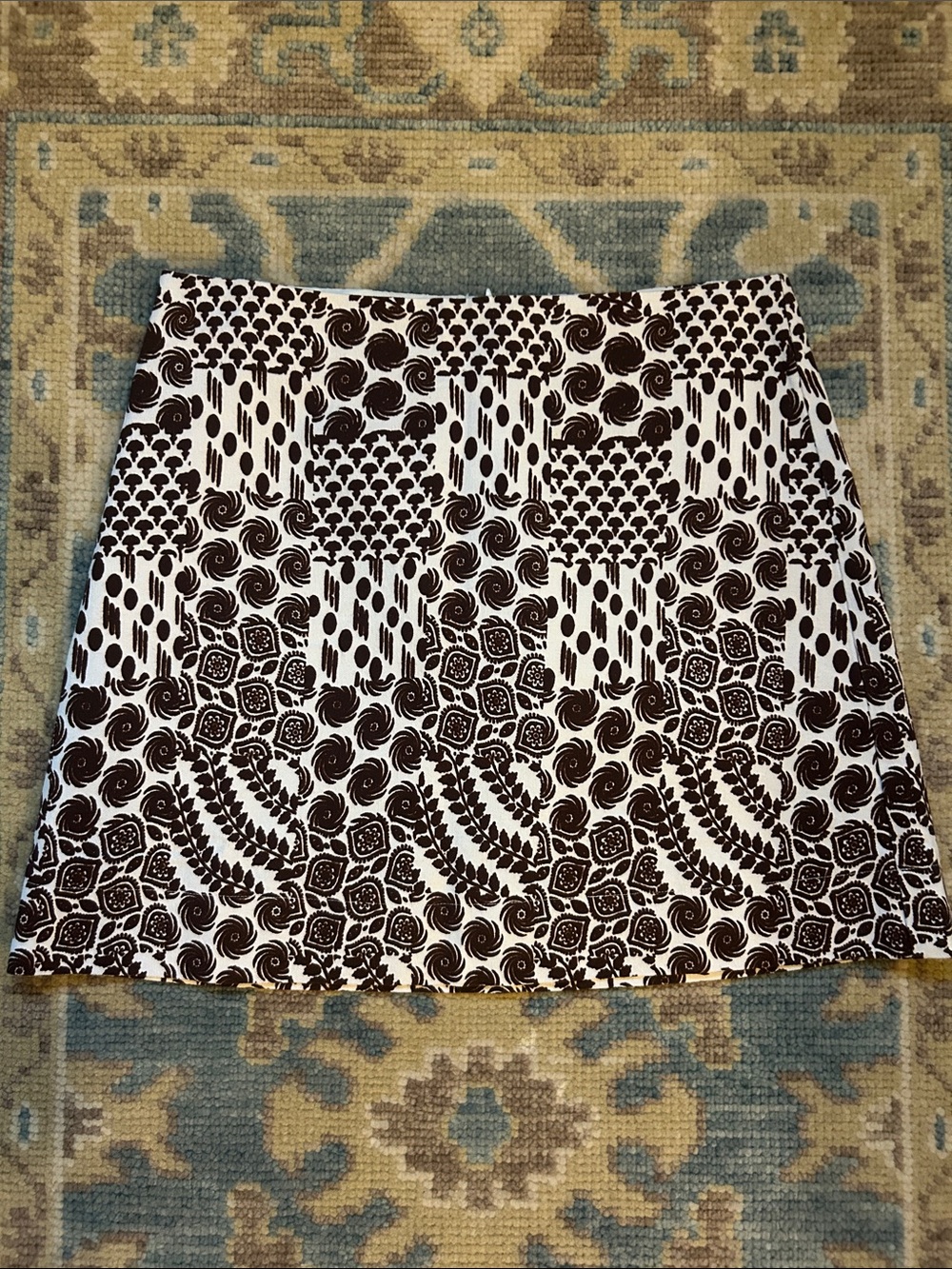 Julia Amory Brown & White Printed A-Line Skirt